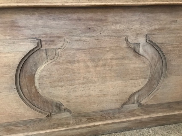 Zinc top counter in natural oak, mid XIXth