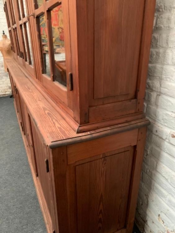 Large 8 doors cabinet in red pine, c.1880
