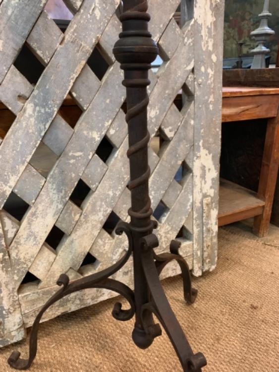 Pair of Gothic style wrought iron candlesticks