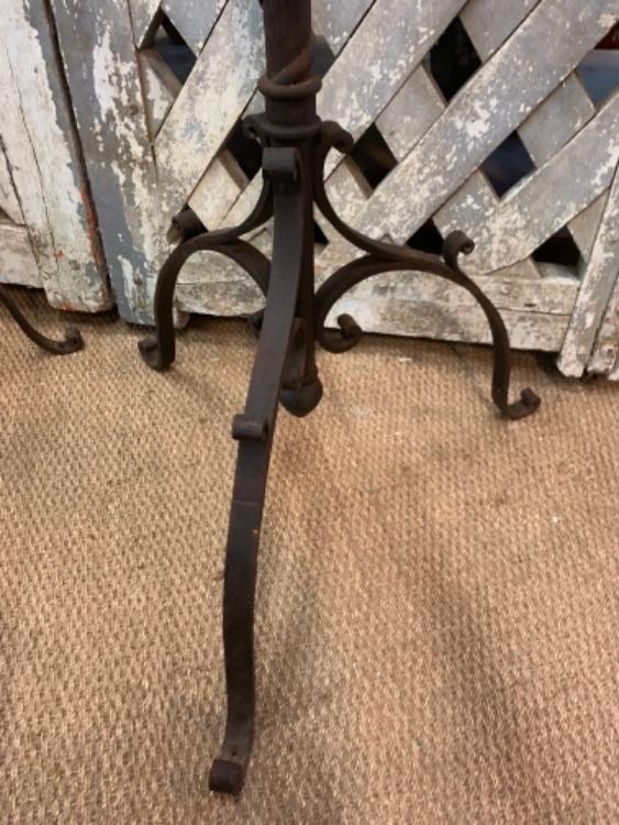Pair of Gothic style wrought iron candlesticks