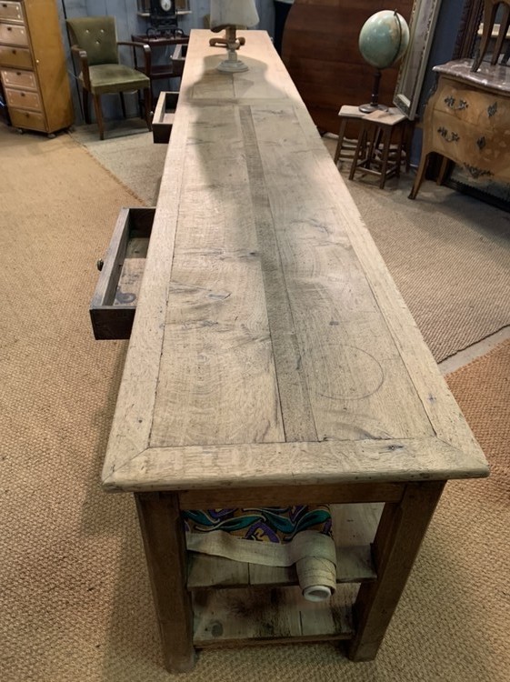 Large oak draper’s table, XIXth