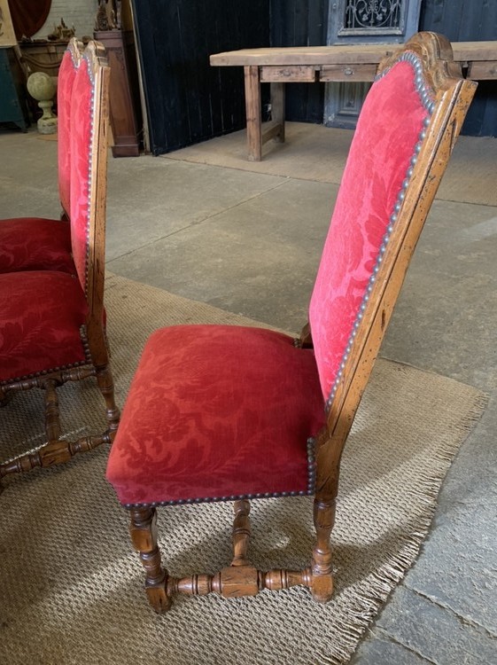 Set of 6 high back walnut chairs c.1920