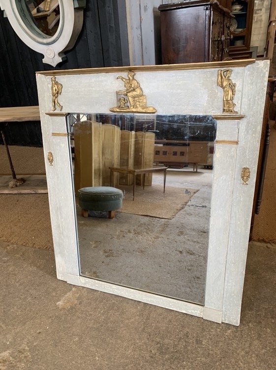 Trumeau mirror with patina, begXIXth
